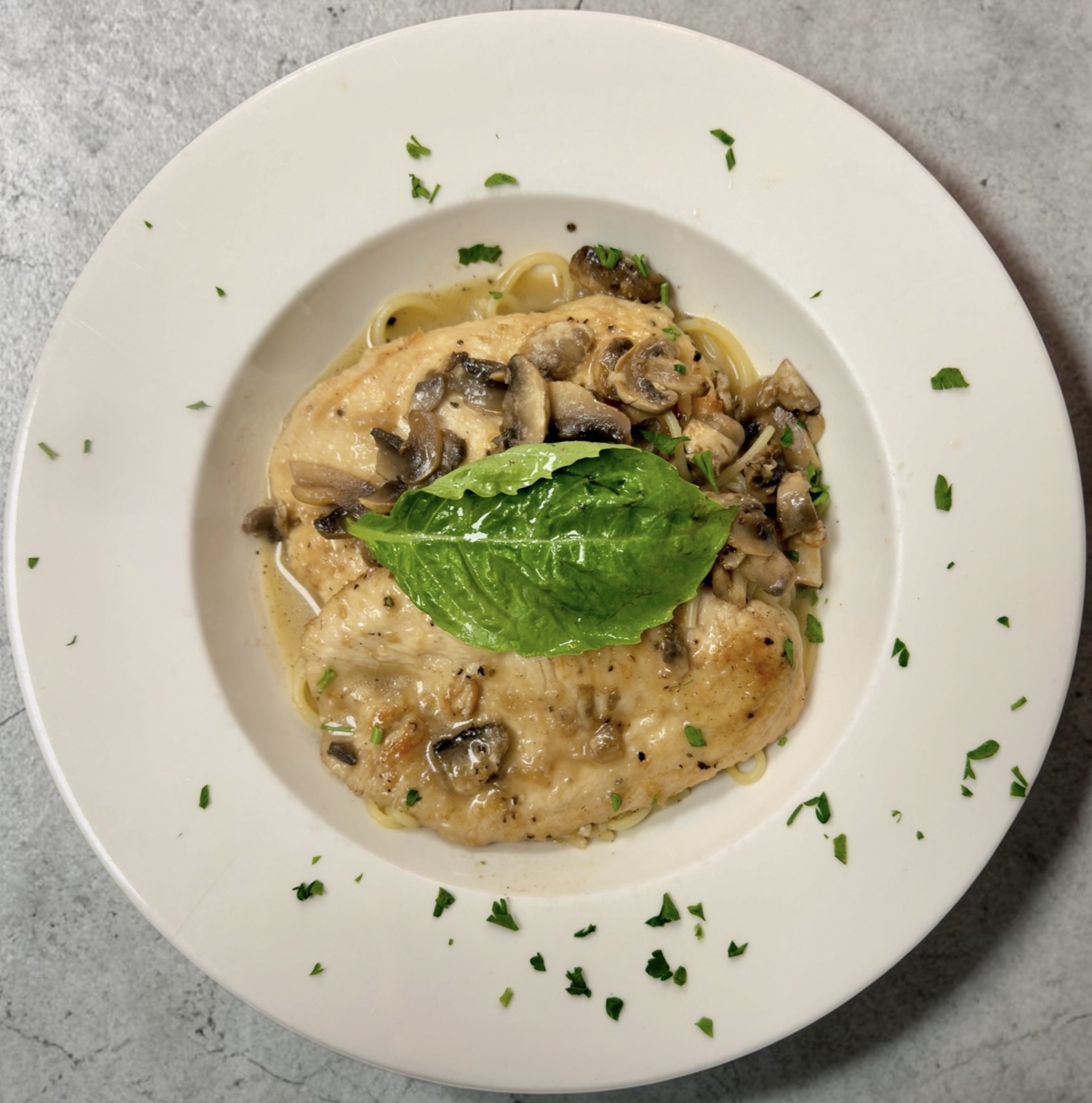 Chicken marsala with mushrooms in marsala wine sauce