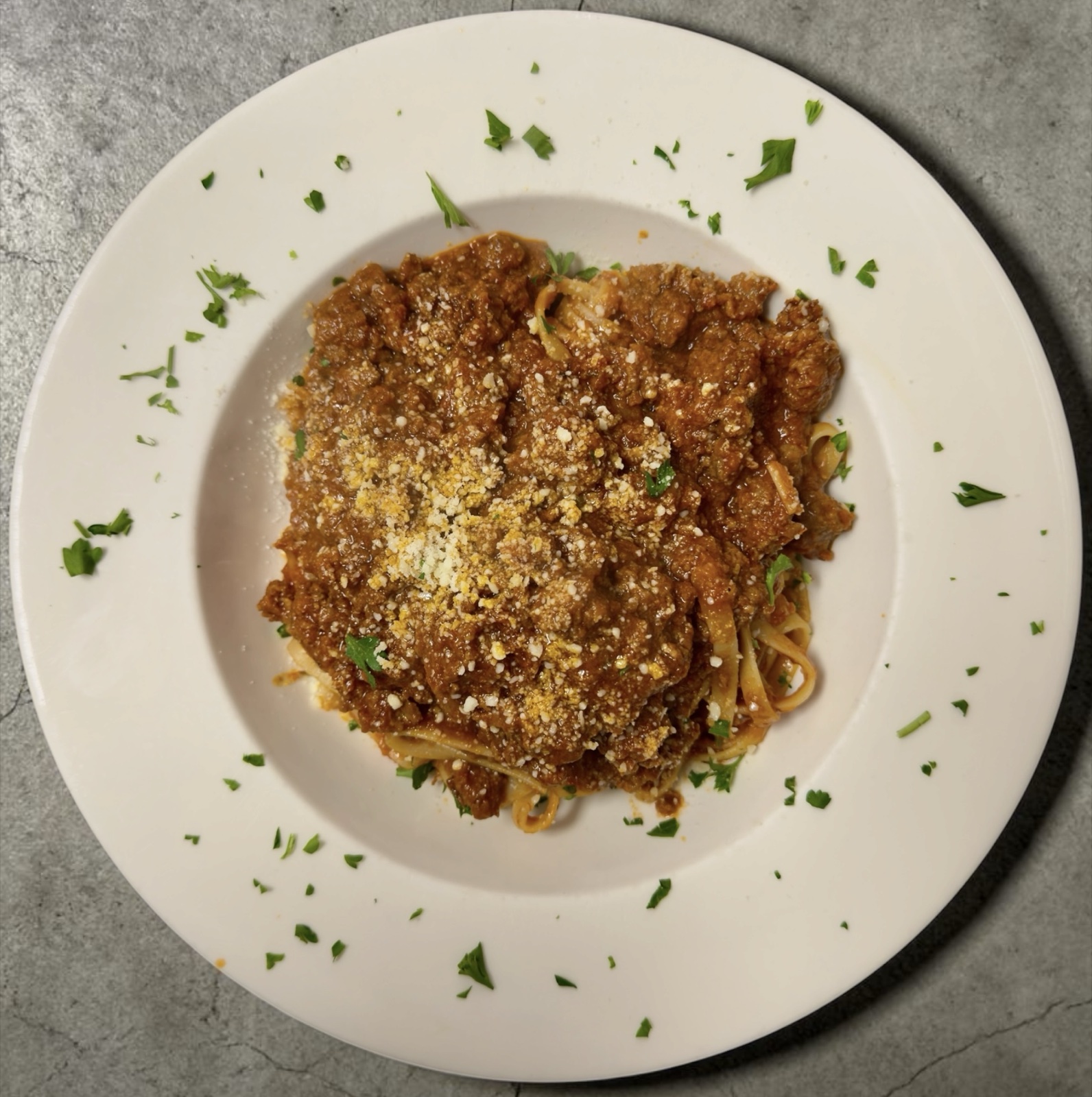 Fettucine alla Bolognese with beef ragu and Parmigiano