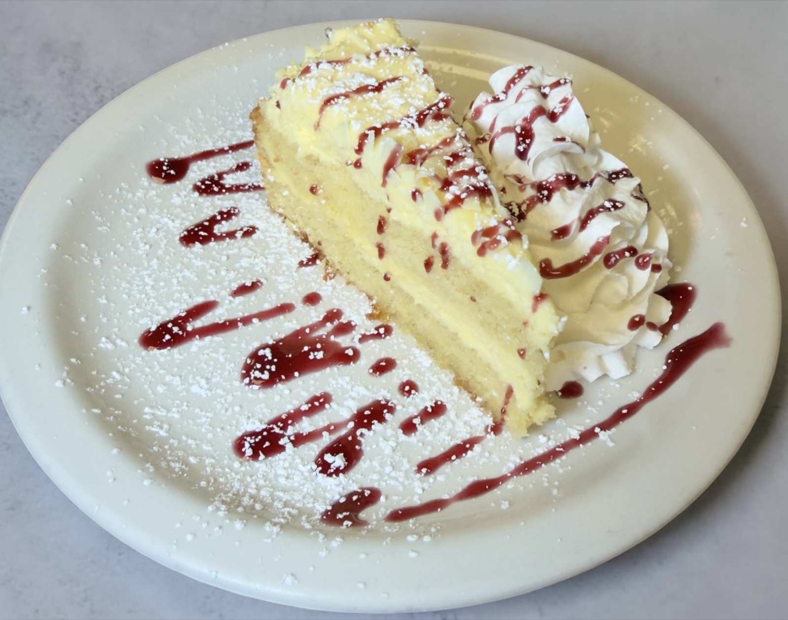 Lemon mascarpone cake at Sophia's